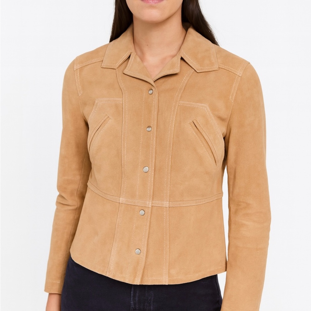 Vintage WILSONS LEATHER Maxima Cropped Beige Jacket Ladies S/M festival cowgirl